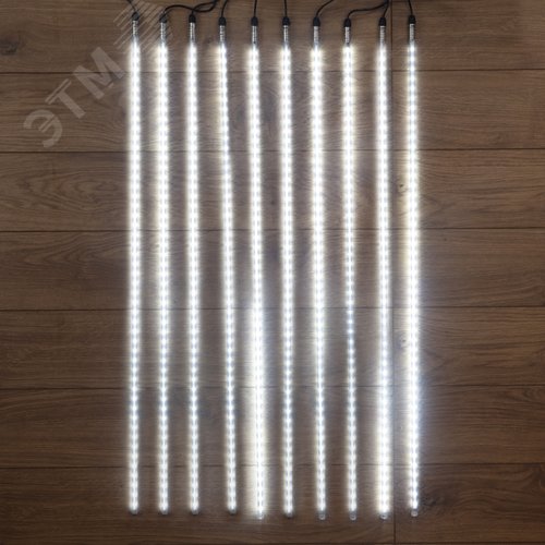 Гирлянда Тающие сосульки комплект 10 шт х 100см, шаг 100 см, 960 LED белый, черный каучук, IP65, 24 В, соединяется - NEON-NIGHT