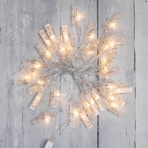Гирлянда светодиодная Прищепки 30 LED, 5 м, тёплый белый свечение - фото 2