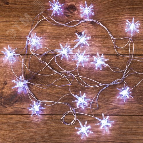 Гирлянда светодиодная Снежинки 20 LED белые 2,8 м - фото 2