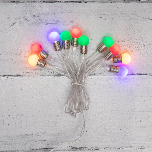 Гирлянда светодиодная мини-лампочки 1.5 м, 10 LED, прозрачный ПВХ, свечение мультиколор, 2 х АА батарейки не в комплекте - NEON-NIGHT