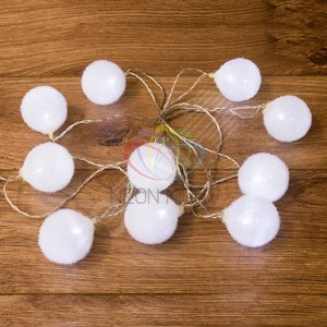 Гирлянда домашняя светодиодная Шарики - снежки 3м 10LED белый - NEON-NIGHT