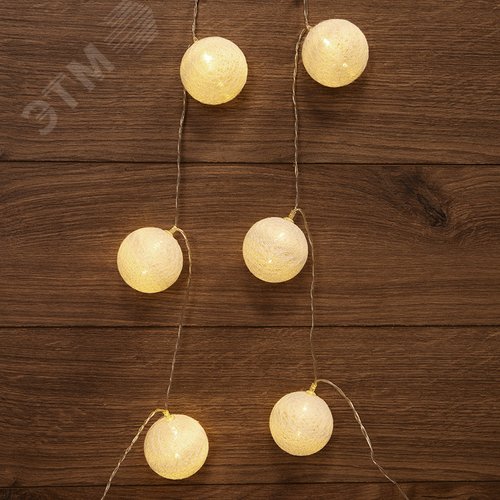 Фонарики тайские пломбир 1.5 м, 10 LED, прозрачный ПВХ, свечение теплый белый, 2 х АА батарейки не в комплекте - фото 4