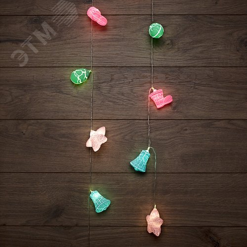 Гирлянда светодиодная Новый Год 1,5 м, прозрачный ПВХ, 10 LED, теплый белый, питание 2 х АА батарейки не в комплекте - NEON-NIGHT