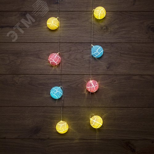 Гирлянда светодиодная карамельки 1.5 м, прозрачный ПВХ, 10 LED, теплый белый, питание 2 х АА батарейки не в комплекте