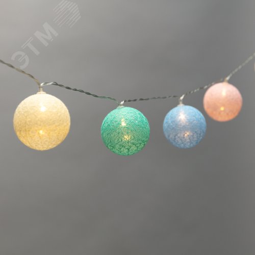 Фонарики Тайские пудра 1,5 м, прозрачный ПВХ, 10 LED, теплый белый, питание 2 х АА батарейки не в комплекте - NEON-NIGHT