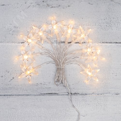 Гирлянда светодиодная Звездочки 1,5 м, 10 LED, прозрачный ПВХ, свечение теплый белый, 2 х АА батарейки не в комплекте - фото 2