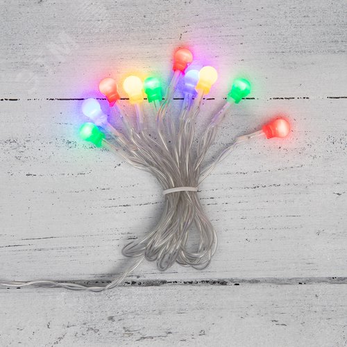 Гирлянда светодиодная Шарики 1,5 м, 10 LED, прозрачный ПВХ, свечение мультиколор, 2 х АА батарейки не в комплекте - NEON-NIGHT