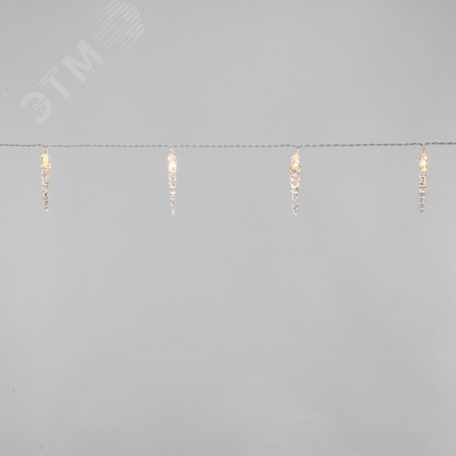 Гирлянда светодиодная Сосульки 1,5 м, 10 LED, прозрачный ПВХ, свечение теплый белый, 2 х АА батарейки не в комплекте - NEON-NIGHT