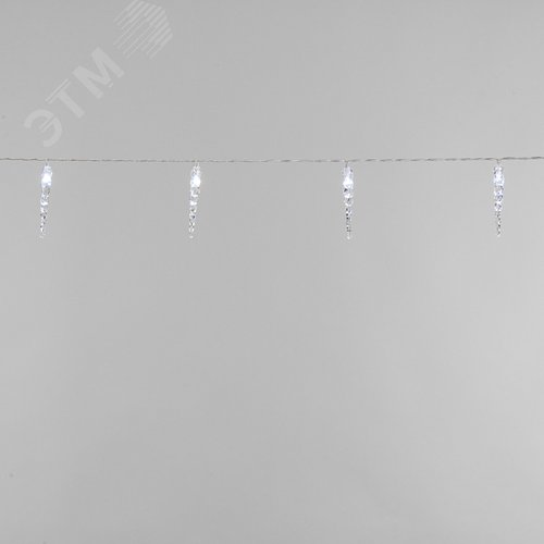 Гирлянда светодиодная Сосульки 1,5 м, 10 LED, прозрачный ПВХ, свечение белый, 2 х АА батарейки не в комплекте - NEON-NIGHT