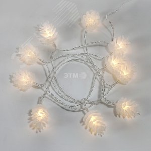 Гирлянда светодиодная Шишки 1,5 м, 10 LED, прозрачный ПВХ, свечение теплый белый, 2 х АА батарейки не в комплекте - NEON-NIGHT