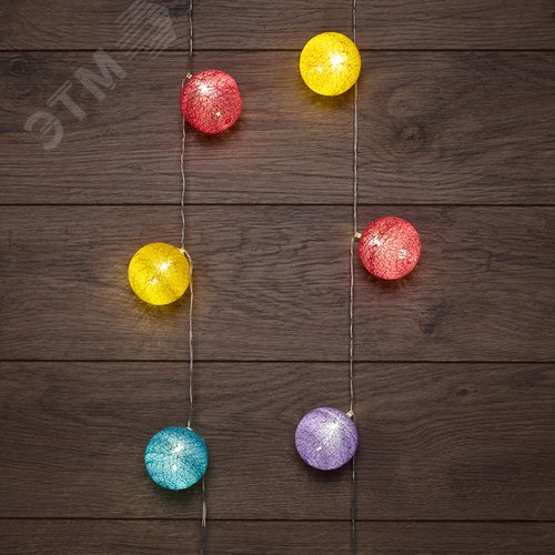 Фонарики тайские фейерверк 1,5 м, прозрачный ПВХ, 10 LED, теплый белый, питание 2 х АА батарейки не в комплекте - NEON-NIGHT