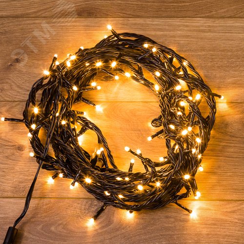 Гирлянда Твинкл Лайт 10 м, черный ПВХ, 100 диодов, тёплый белый 2