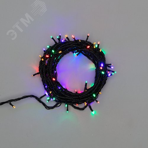 Гирлянда Твинкл Лайт 10 м, черный ПВХ, 100 диодов, мультиколор