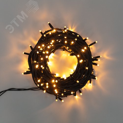 Гирлянда Твинкл Лайт 20 м, черный каучук, 240 диодов, тёплый белый