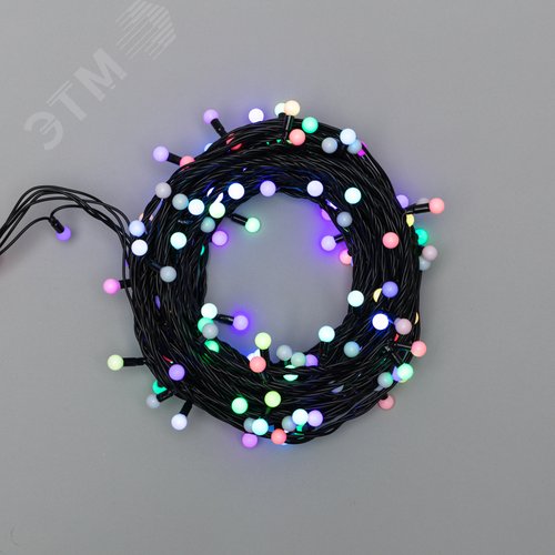 Гирлянда Мультишарики 13 мм, 20 м, черный ПВХ, 200 диодов, RGB - NEON-NIGHT