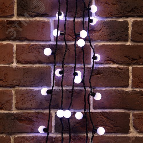 Гирлянда Мультишарики 23 мм, 10 м, черный ПВХ, 80 диодов, белый 2