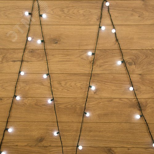 Гирлянда Шарики 25 мм, 5 м, темно-зеленый ПВХ, 25 диодов, белый, без контроллера 2