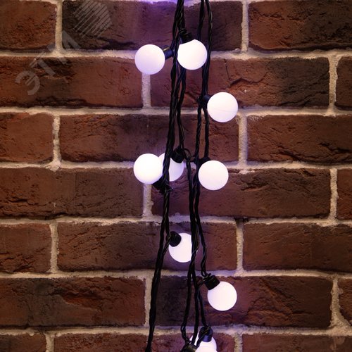 Гирлянда Мультишарики 38 мм, 10 м, черный ПВХ, 40 диодов, белый 2