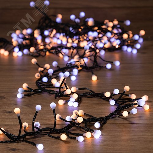 Гирлянда Мишура LED 3 м, темно-зеленый ПВХ, 288 диодов, белый + тёплый белый 2