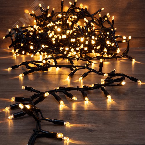 Гирлянда Кластер 10 м, 400 LED, черный каучук, IP67, соединяемая, свечение тёплый белый - фото 2
