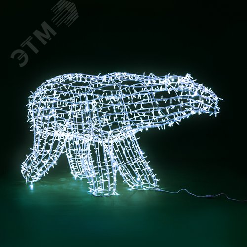 Фигура объемная полярный Медведь 210х110 см, 1500 LED, IP65, свечение белый - фото 2