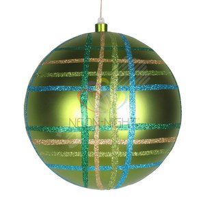 Фигура елочная Шар в клетку 25см зеленый мульти (502-264)