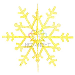 Фигура профессиональная елочная Снежинка резная 3D 31см золотой (502-341) - NEON-NIGHT