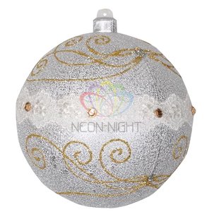 Фигура елочная Шар с узорами 14см серебряный - NEON-NIGHT
