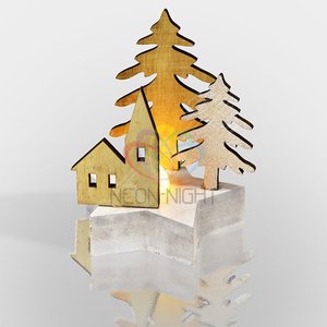 Деревянная домашняя фигурка с подсветкой Домик в лесу 9*8*10 см (504-043) - NEON-NIGHT