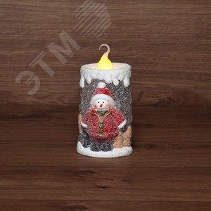 Керамическая домашняя фигурка Свечка со снеговиком 10.5х9х17.6 см (505-016) - NEON-NIGHT