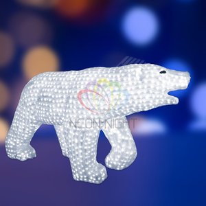 Фигура профессиональная светодиодная акриловая Белый медведь 100х175см 3872х44 понижающий трансформатор в комплекте (513-121) - NEON-NIGHT