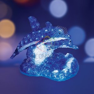 Фигура профессиональная светодиодная акриловая Синие дельфины 65х48х48см136LED IP65 понижающий трансформатор в комплекте - NEON-NIGHT