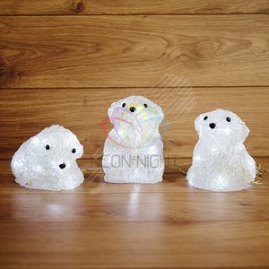 Фигура профессиональная светодиодная акриловая медвежата 3 шт 20см 60LED IP23 понижающий трансформатор в комплекте