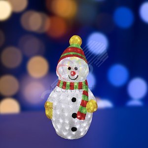 Фигура профессиональная светодиодная акриловая Снеговик с шарфом 60см 200LED IP65 понижающий трансформатор в комплекте (513-274) - NEON-NIGHT