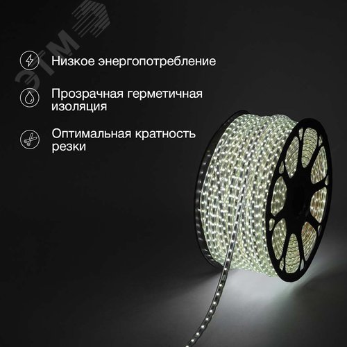 Лента LED уличная герметичная в силиконовой оболочке 220В 13х8мм IP67 SMd5050 60 диодов/метр белый (бухта 50м) - фото 2