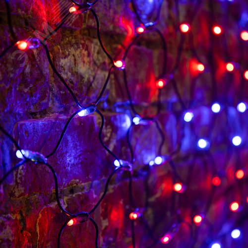 Гирлянда Сеть 2,5х2,5 м, черный ПВХ, 432 LED красные/синие - фото 2