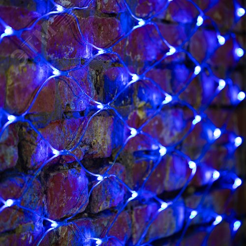 Гирлянда Сеть 2х1,5 м, свечение с динамикой, прозрачный ПВХ, 288 LED, 230 В, Синий 2