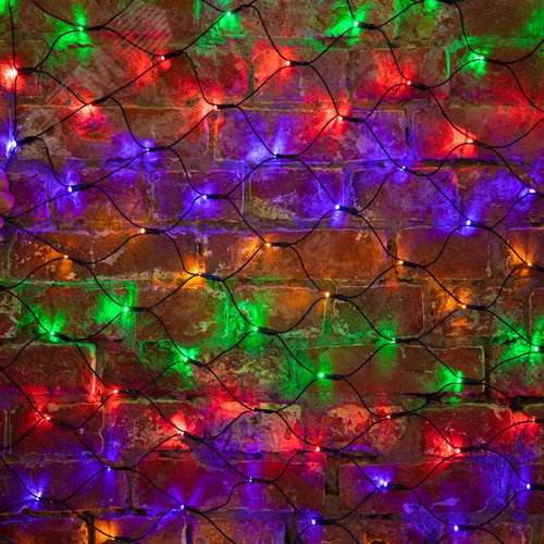 Гирлянда Сеть 1х1,5 м, черный ПВХ, 160 LED мультиколор - NEON-NIGHT