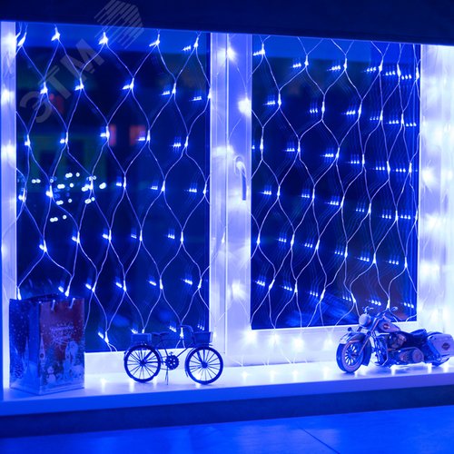 Гирлянда Сеть 1,5х1,5 м, прозрачный ПВХ, 150 LED синие - фото 5