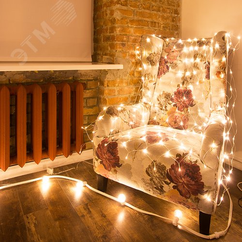 Гирлянда Сеть 1,5х1,5 м, прозрачный ПВХ, 150 LED тёплый белый - фото 5