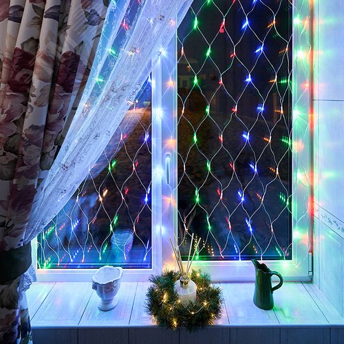 Гирлянда Сеть 1,5х1,5 м, прозрачный ПВХ, 150 LED мультиколор - фото 2