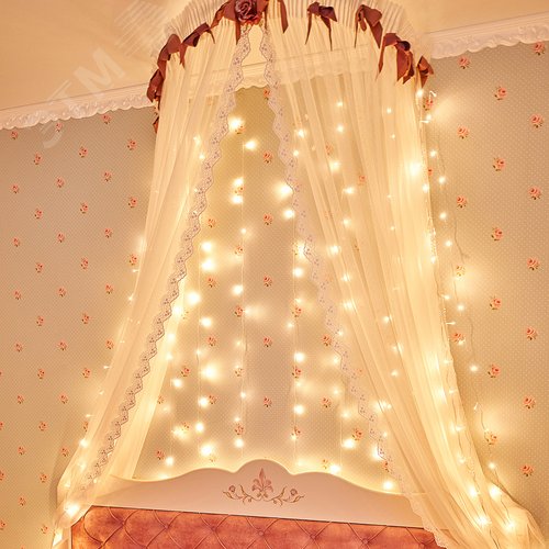 Гирлянда светодиодный Дождь 2x3 м, свечение с динамикой, прозрачный провод, 230 В, тёплый белый 2