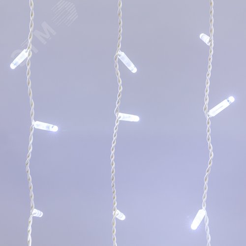 Гирлянда светодиодный Дождь 2х1,5 м, постоянное свечение, белый провод, 230 В, диоды белые 3