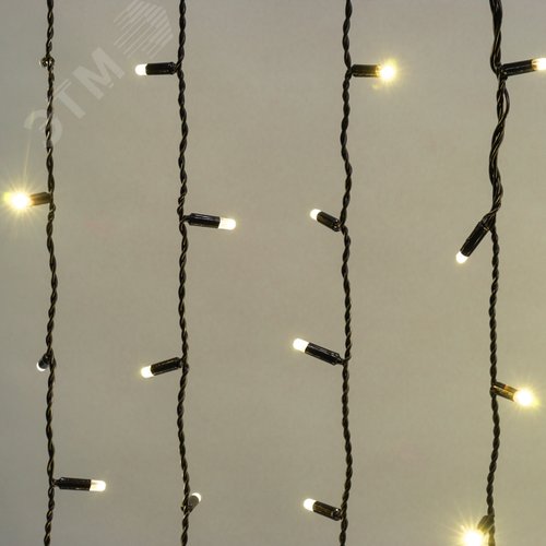 Гирлянда светодиодный Дождь 2х1,5 м, постоянное свечение, черный провод, 230 В, диоды тёплый белый 2