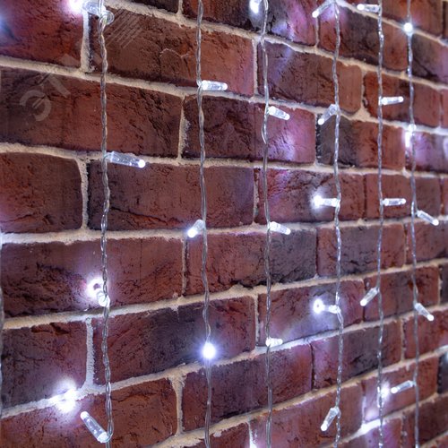 Гирлянда светодиодный Дождь 2х6 м, постоянное свечение, прозрачный провод, 230 В, диоды белые 2