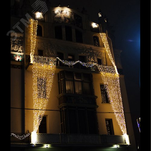 Гирлянда светодиодный Дождь 2х9 м, постоянное свечение, прозрачный провод, 230 В, диоды тёплый белый 3