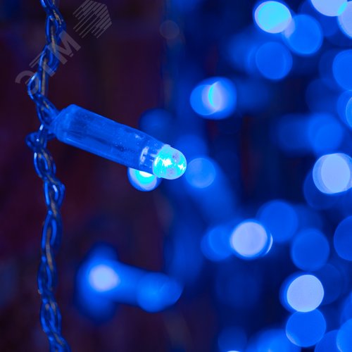 Гирлянда светодиодный Дождь 2х1,5 м, постоянное свечение, прозрачный провод, 230 В, диоды синие 2