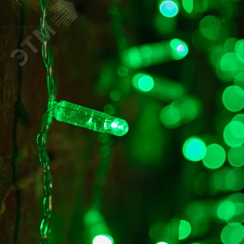 Гирлянда светодиодный Дождь 2х1,5 м, постоянное свечение, прозрачный провод, 230 В, диоды зелёные 2