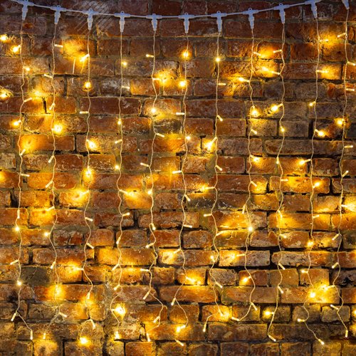 Гирлянда светодиодная Занавес 2х3 м 600 LED теплый белый, прозрачный ПВХ, IP65, эффект мерцания, 230 В нужен блок питания 2