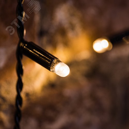 Дождь (Занавес) 2х0,8 м, черный ПВХ, мерцающий Flashing, 160 LED теплый белый - фото 2